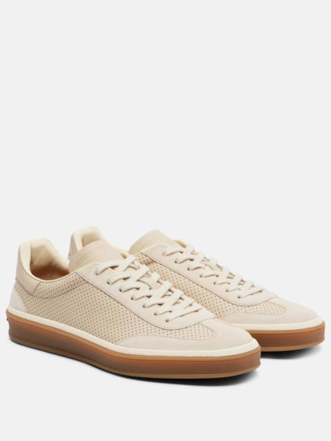 Loro Piana Tennis suede-trimmed leather sneakers