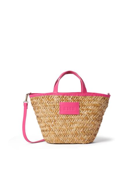 MSGM Large straw tote bag with accomanying mini pouch