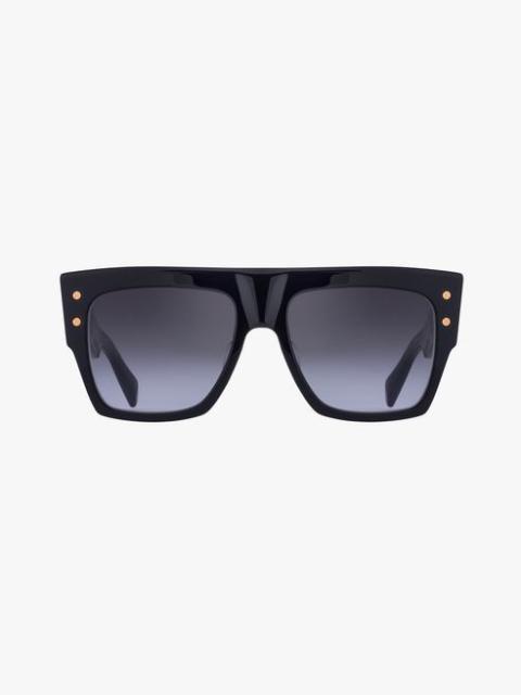 Balmain Black and gold-tone acetate B-I sunglasses