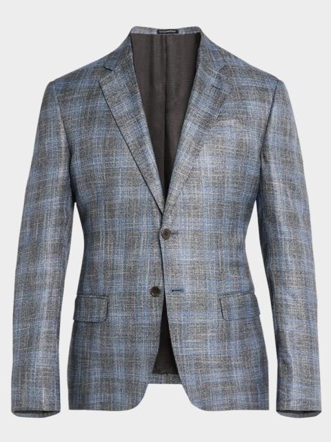EMPORIO ARMANI Men's Bamboo Textured Plaid Sport Coat