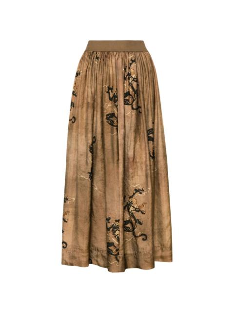 Gillian dragon-print skirt