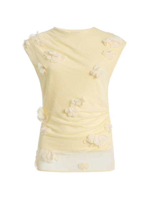 SIMKHAI Tessa Floral Applique Mesh Top