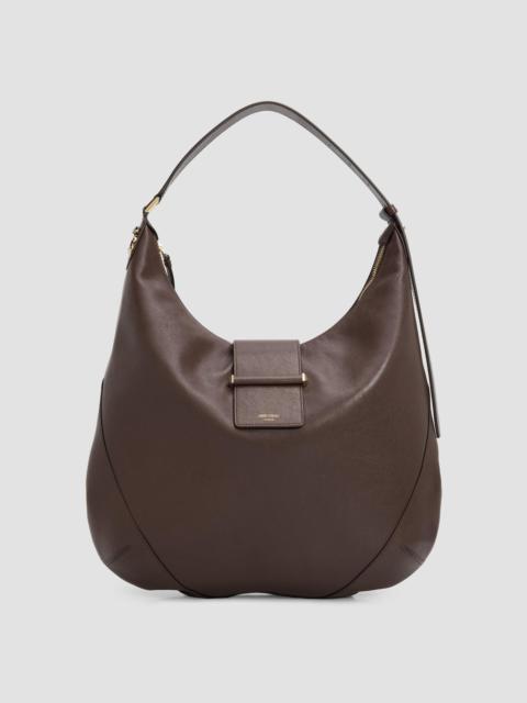 JIMMY CHOO Women's Bar Medium Leather Hobo Bag - Chocolate Shiny Gold
