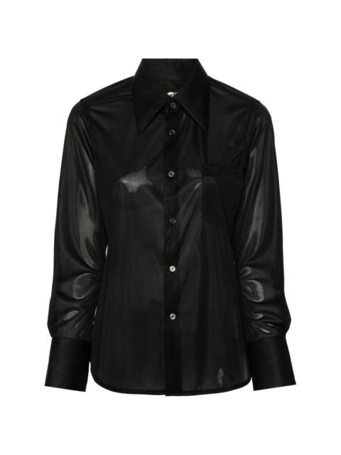 semi-sheer satin shirt