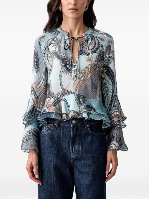 GUESS USA Nicole paisley-print ruffled blouse