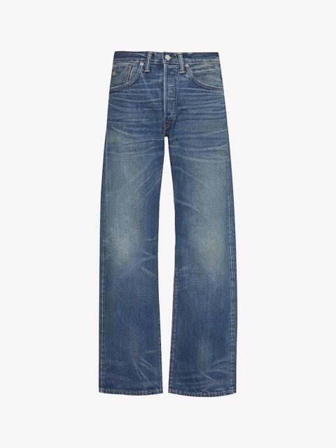 Straight-leg mid-rise regular-fit jeans