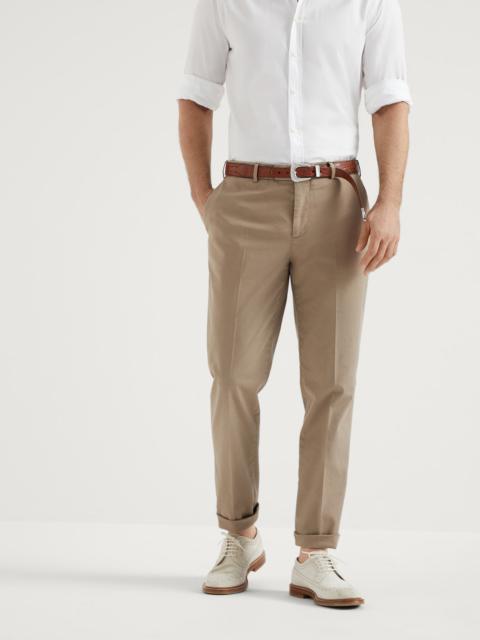 Brunello Cucinelli Garment-dyed Italian fit trousers in American Pima comfort cotton gabardine