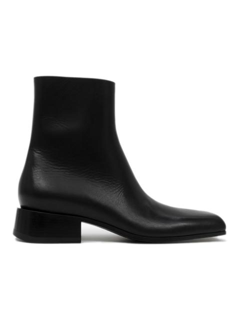 BALENCIAGA Balenciaga Square Toe Leather Ankle Boot Black