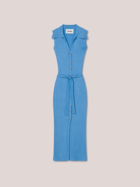 Nanushka AUBREE - Shiny viscose-rib dress - Bright blue