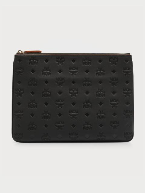 MCM Klara Medium Monogrammed Leather Clutch Bag