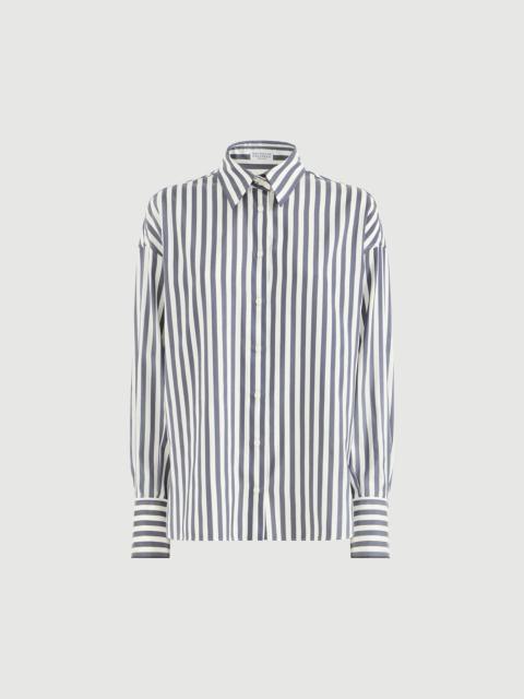 Brunello Cucinelli Wide stripe silk poplin shirt