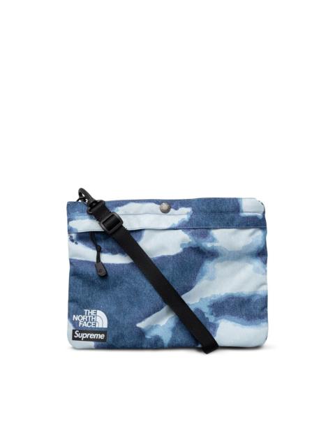 Supreme x TNF bleached denim print shoulder Bag