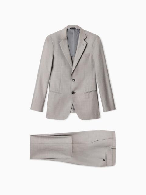 GIORGIO ARMANI SOHO LINE SINGLE-BREASTED SUIT IN WOOL, SILK AND LINEN GRISAILLE
