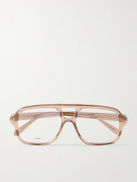 Loewe Slim Rectangular Aviator-Style Acetate Glasses Brown