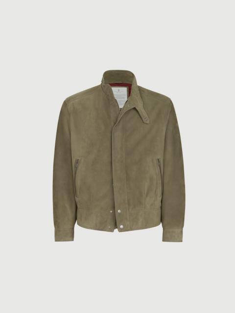 Brunello Cucinelli Suede outerwear jacket with Thermore® padding and standing collar