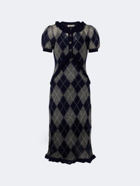 SHUSHU/TONG Argyle wool and mohair-blend midi dress