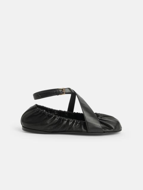 rabanne BALLERINA IN BLACK LEATHER WITH LEATHER STRAPS