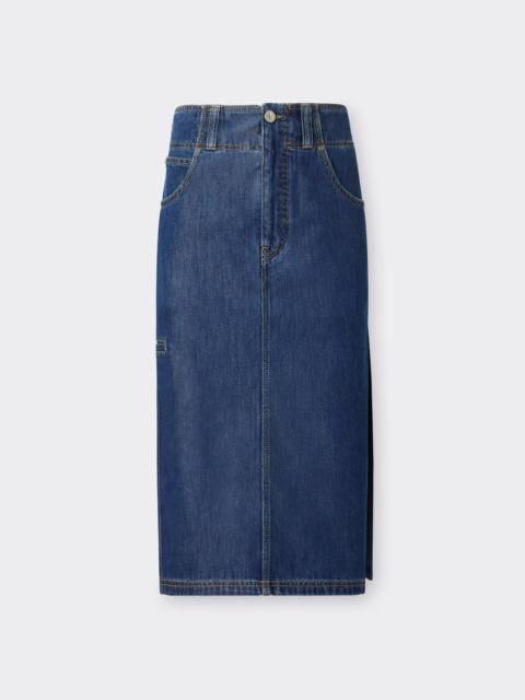 Ferrari Midi Denim Skirt with Alcantara® Details