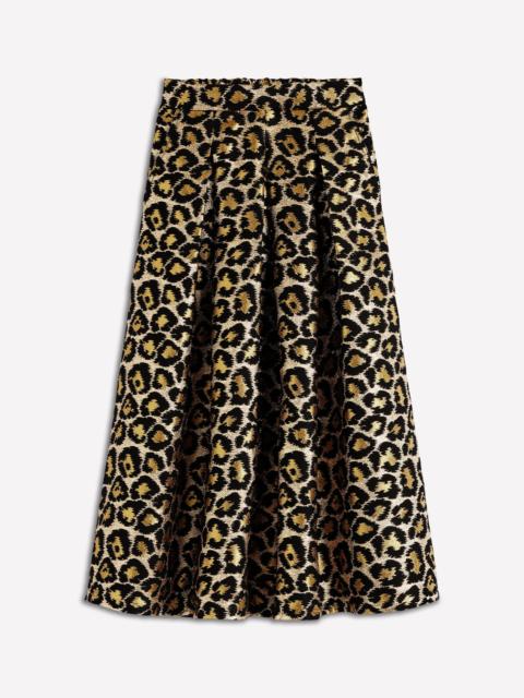 BODEN Verity Jacquard Midi Skirt-Leopard Print