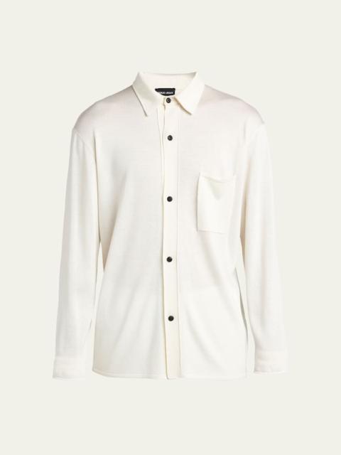GIORGIO ARMANI Men's Relaxed-Fit Silk Knit Cardigan
