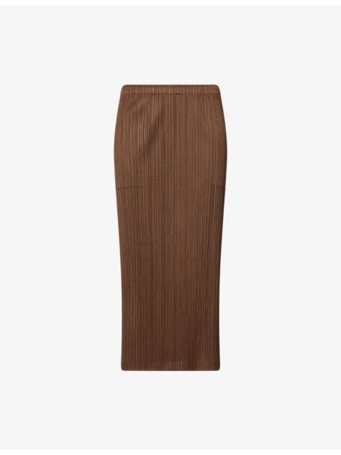 Pleats Please Issey Miyake Pencil Pleated Knit Midi Skirt