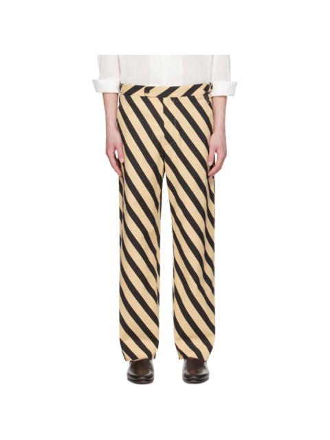 Black & Beige Domino Stripe Trousers