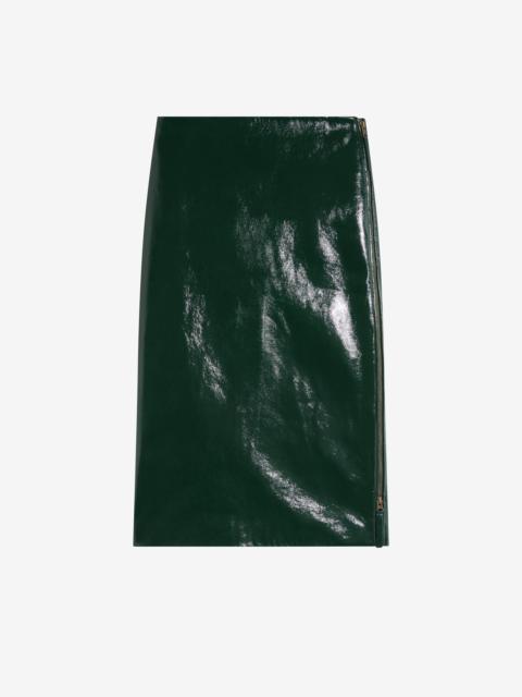 The Frankie Shop Samantha Crackled Faux Leather Zip Skirt - Green