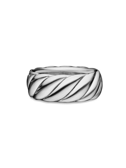 DAVID YURMAN Men's Sculpted Cable Contour Band Ring in Sterling Silver, 9MM - Silver
