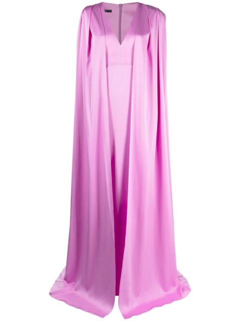 ALEX PERRY V-neck cape gown