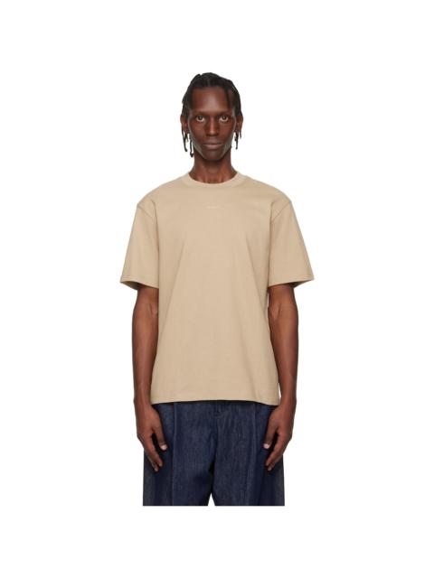 HUGO Beige Relaxed-Fit Logo-Print T-shirt