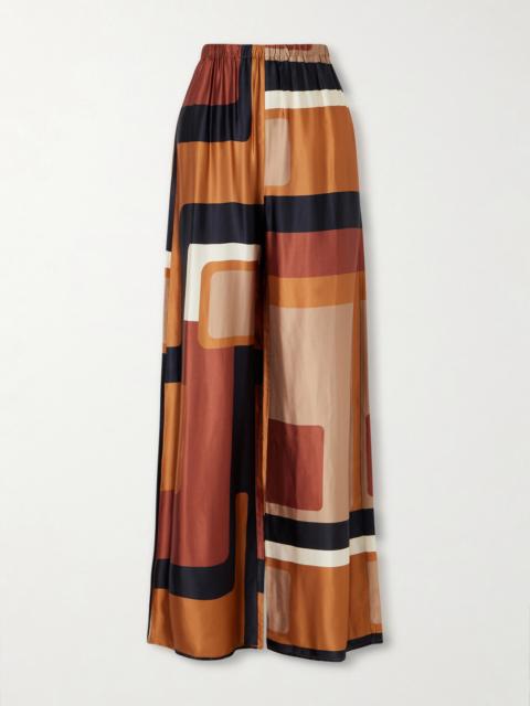 FAITHFULL Jensen Printed Satin Wide-leg Pants