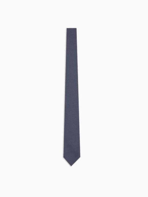 EMPORIO ARMANI Pure silk tie with jacquard micro-pattern