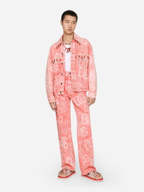 Dolce & Gabbana Oversize pink jeans with all-over DG print