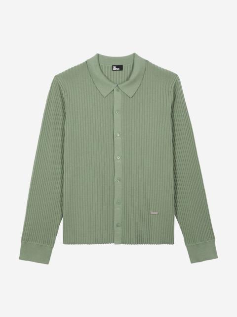 The Kooples ALMOND GREEN RIBBED CARDIGAN