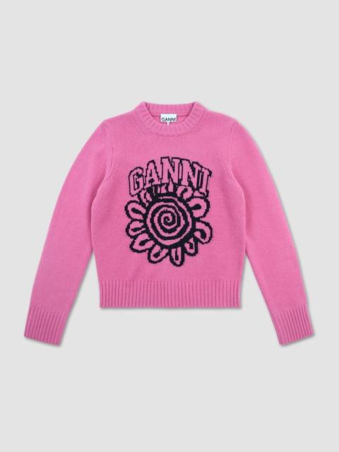GANNI Graphic O-neck Pullover Flower