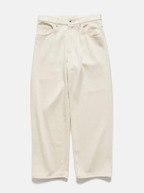 AURALEE Silk Nep Denim 5P Wide Pants Ivory White