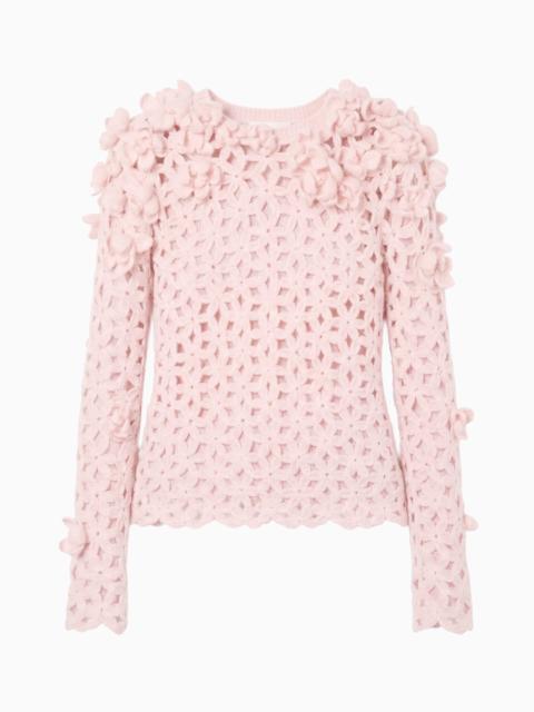 ULLA JOHNSON Bendetta Crochet Pullover with Embroidered Flowers
