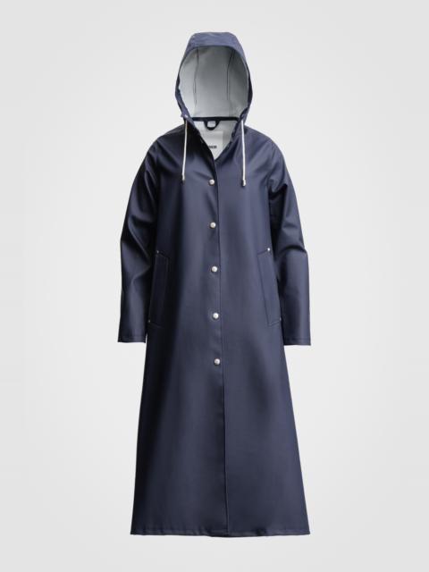 Stutterheim Mosebacke Long Print Raincoat Navy