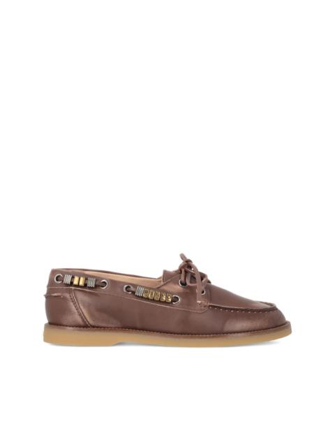 PINKO logo-lettering lace-up loafers