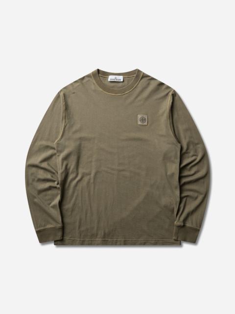 Stone Island Men's Organic Cotton Jersey 'FISSATO' Effect Longsleeve T-Shirt Military Green