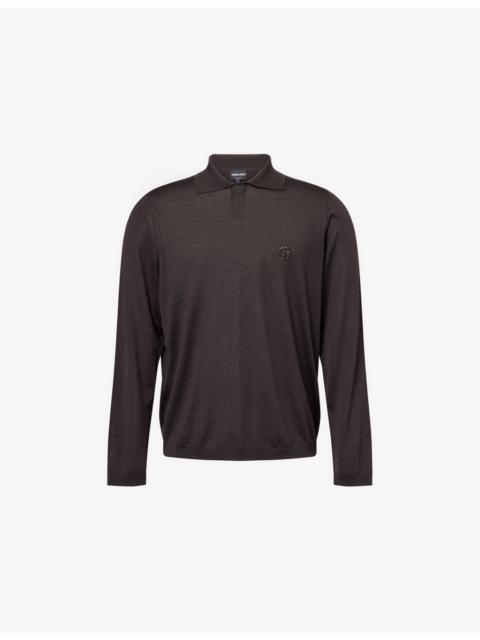 GIORGIO ARMANI Logo-Embroidered Fine-Knit Wool Polo Shirt