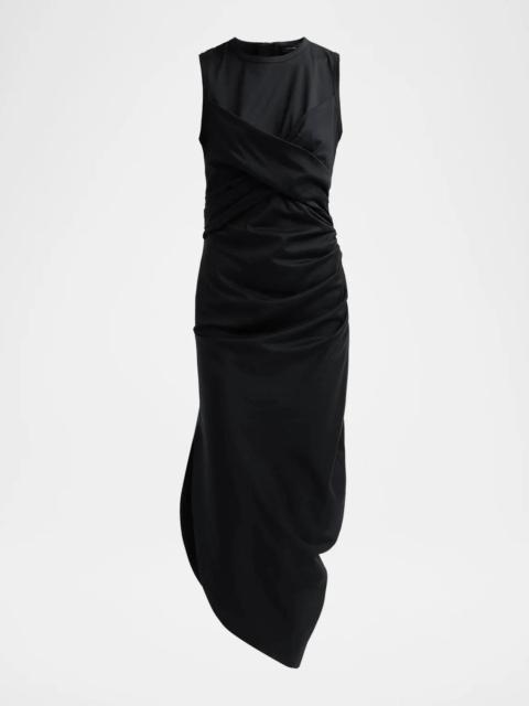 Proenza Schouler Zafira Sleeveless Draped Cotton Asymmetric Midi Dress
