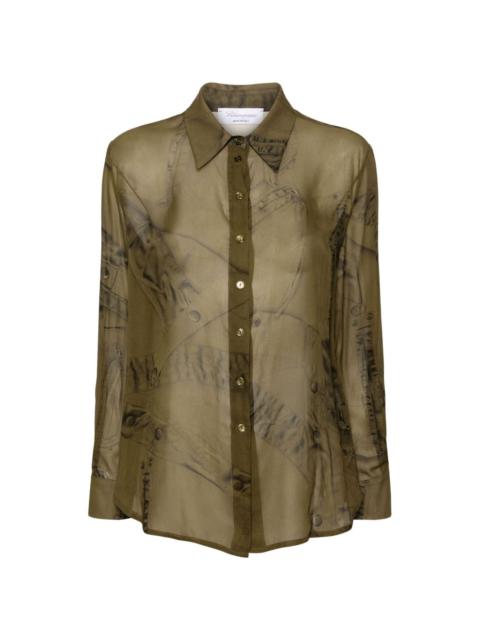 abstract-print crepe shirt