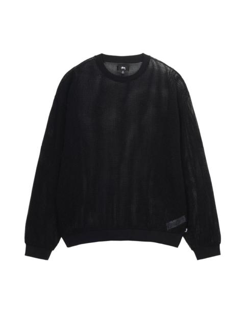 Cotton Mesh Long Sleeve Crew Black