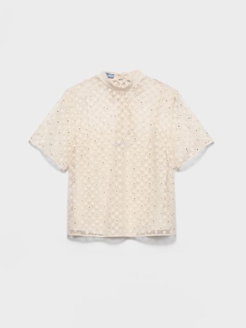 Prada Embroidered lace top