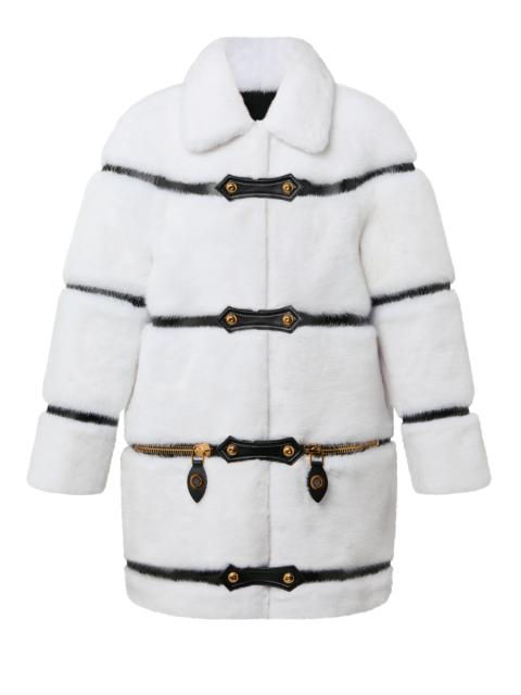 Louis Vuitton Leather Strip White Mink Coat