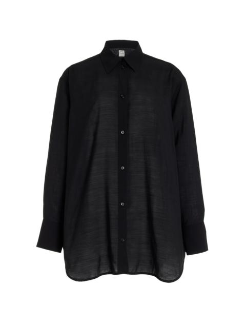 TOTEME Relaxed Wool Voile Shirt black