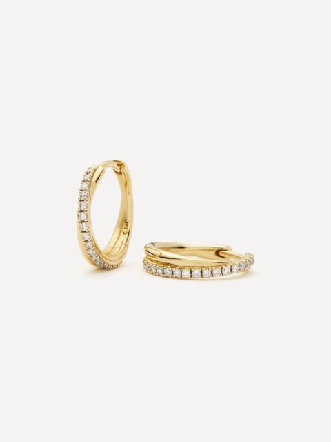 MISSOMA X Lucy Williams 14ct Gold Fine Diamond Entwine Huggie Hoop Earrings