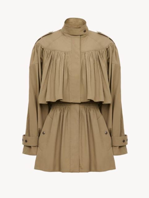 Chloé HIGH-NECK SHORT TRENCH COAT IN COTTON POPLIN