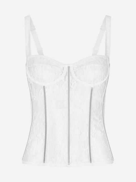 Lace lingerie bustier with straps
